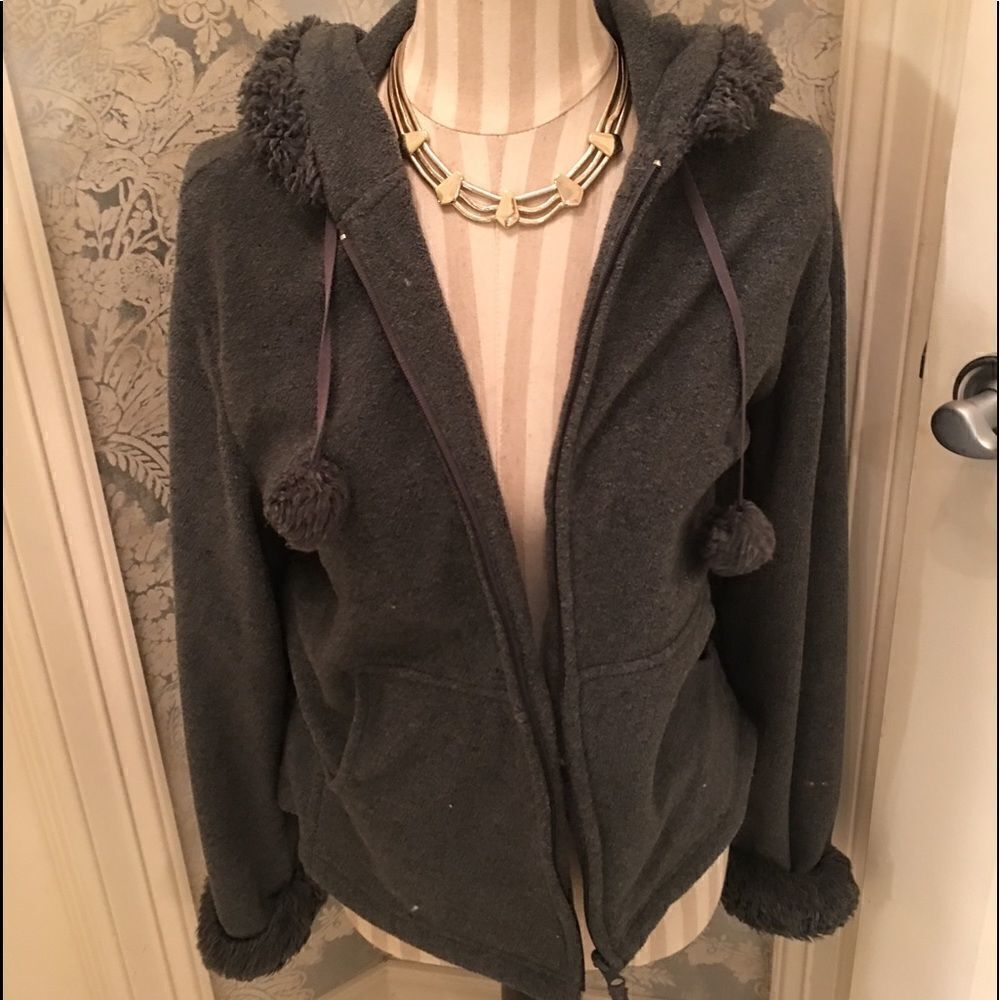 ZIP FRONT Casual Kick Around Pom Hoodie